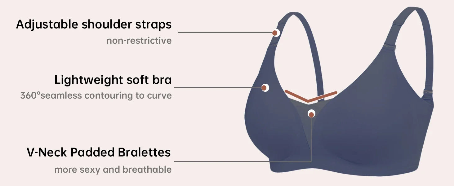 7pcs Women's Bras Seamless Push Up T-Shirt Bralettes Wireless - Multi-Color, Breathable Padded, Everyday Comfort