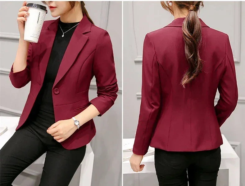 Royal Blue Suit Jacket Women's Stylish Slim Coat New Fall Women Blazer Pink, Red, White, Black Girl Tops Reefer Jackets