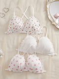 3PCS Cute Women's Underwear Set Crisscross Back Bralette Comfortable No padding Sexy Lingerie Set