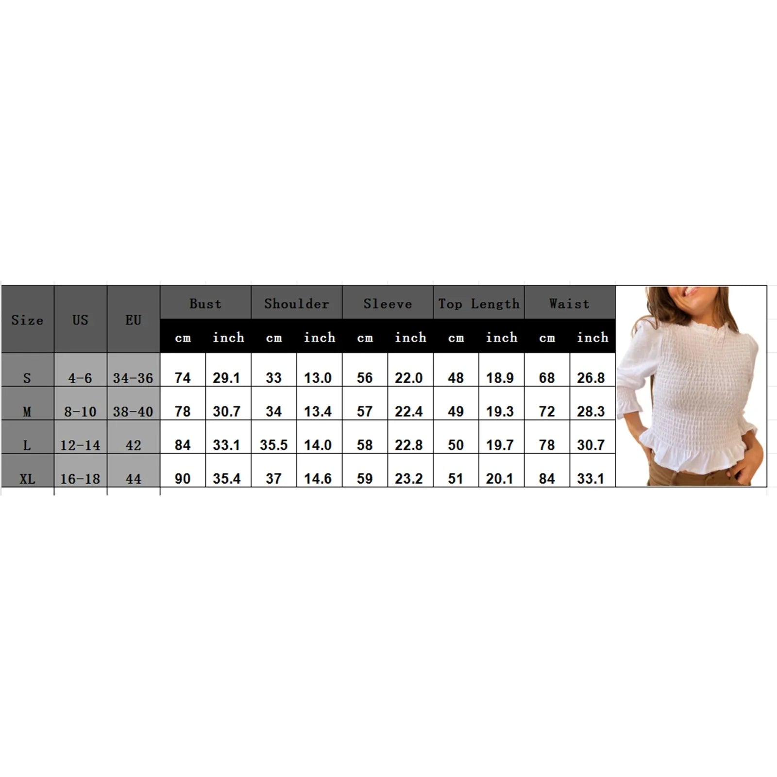 Women Fashionable Casual Round Neck Smocked Bubble 3/4 Sleeve Tops Summer Fall Plaid Print Ruffled T-shirts
