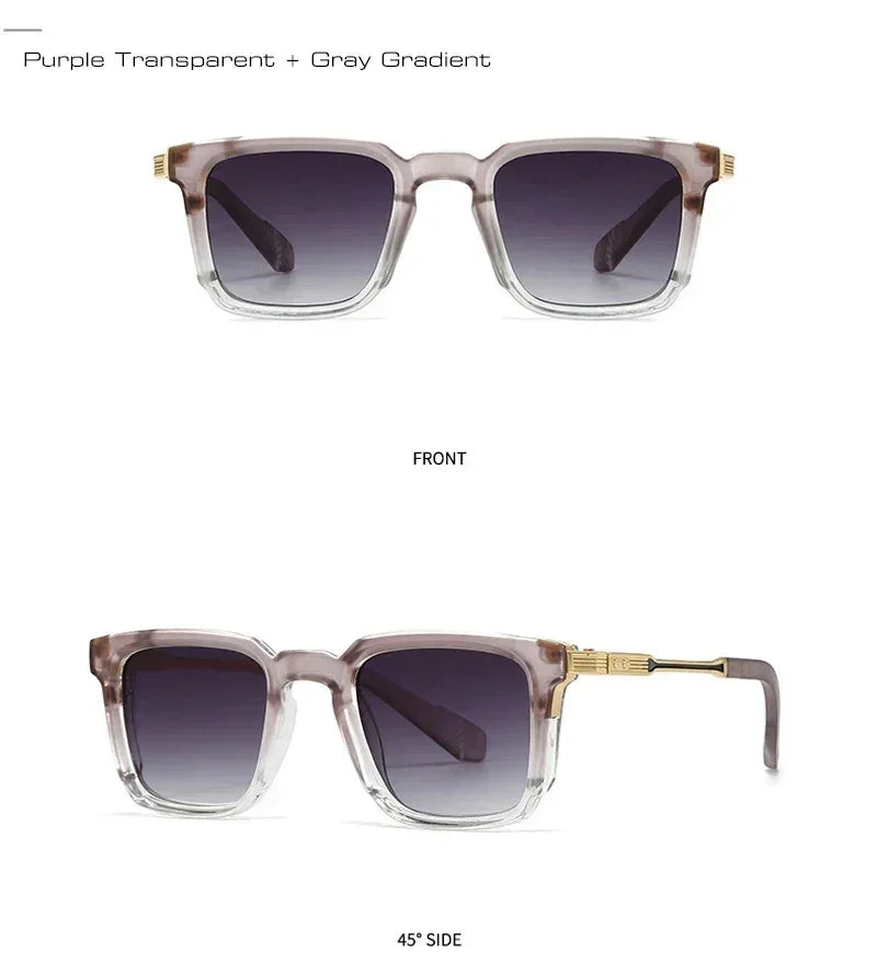 SHAUNA New Square Women Luxury Sunglasses Retro Rivets Men Gradient Shades UV400 Sun Glasses