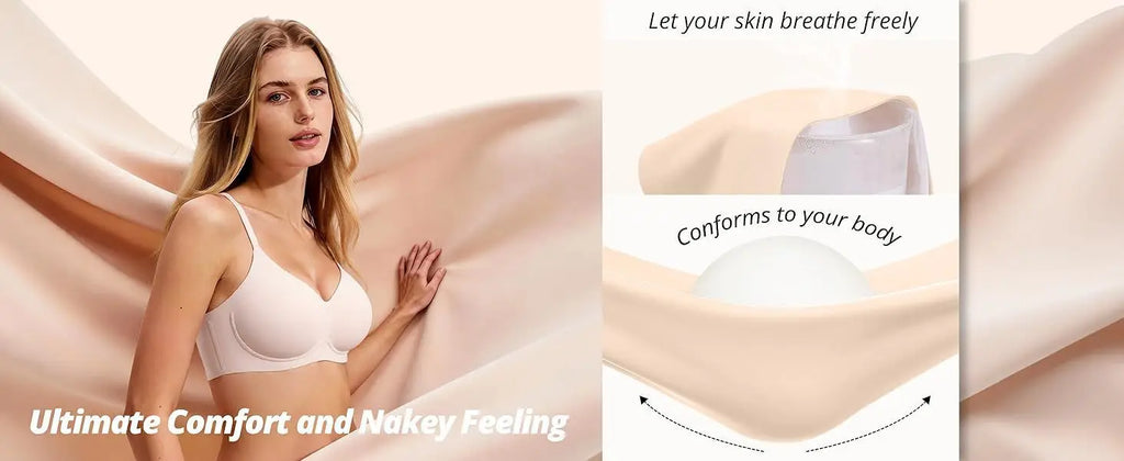Women's Jelly Bra Wire-free Seamless 3/4 Cup and Thin Molded Bra Soft Support Underwear Comfortable Push-up Bra