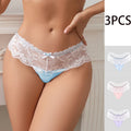 3pcs/Set Sexy Lace Women's Panties Underwear Low Waist Floral Elegant Lady Briefs Breathable Comfortable Female Sexy Lingerie
