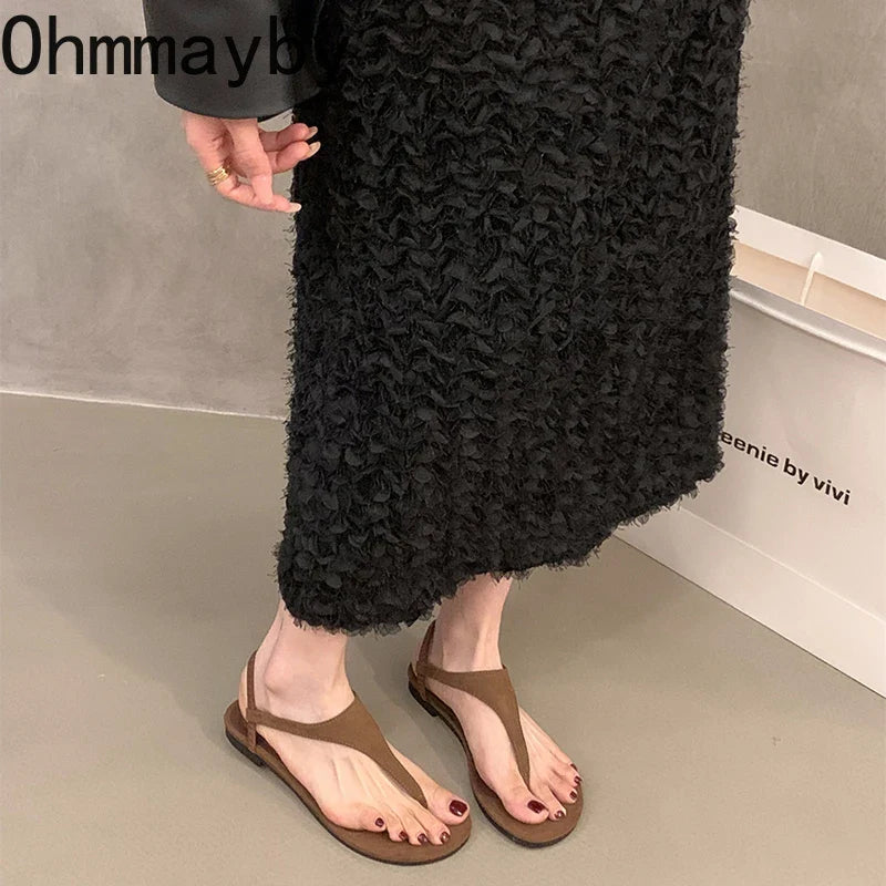 Summer Clip Toe Women Gladiator Sandals Casual Beach Vacation Shoes Ladies Elegant Dress Flats Sandalias
