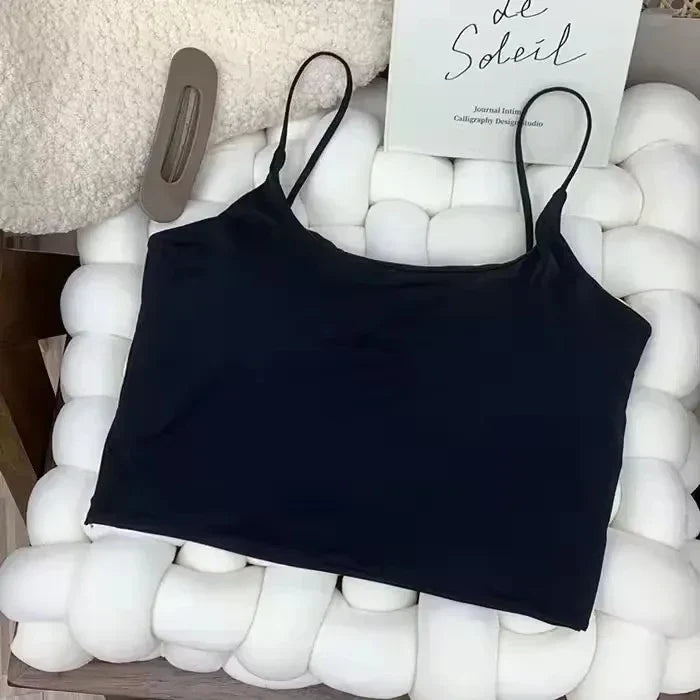 Summer Bra Top Sexy Women Ice Silk Crop Top Seamless Tube Tops Camisole Underwear Korean Fashion Solid Padded Bralette Vest