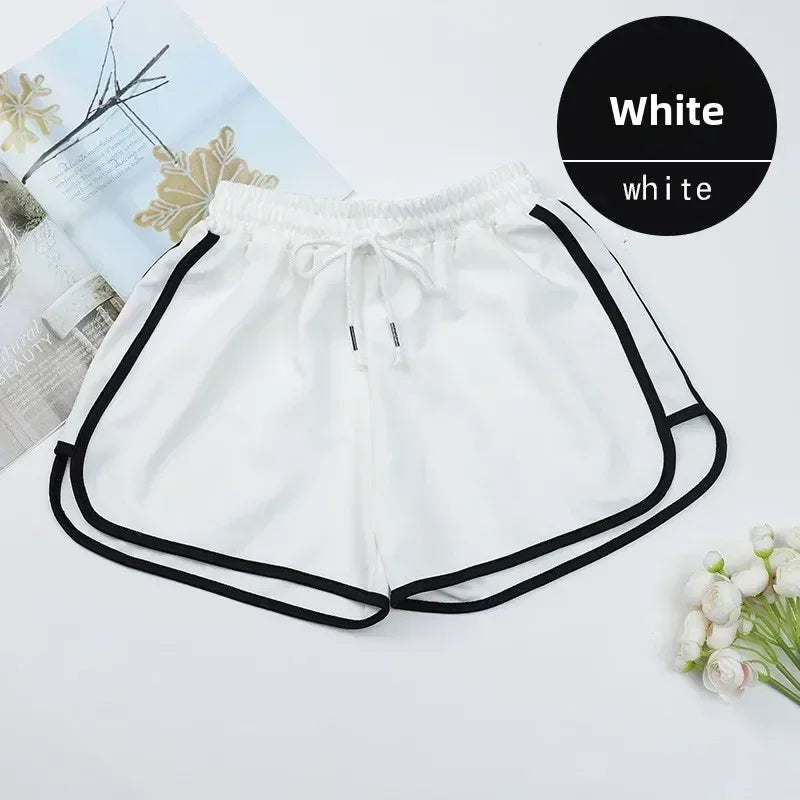 Women Striped Casual Shorts Korean Harajuku Loose All Match Sports Shorts Summer Fashion Simple Yoga Thin Mini Shorts Female