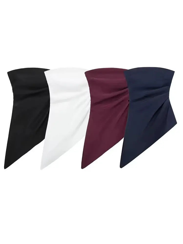 HH Elegant Women's Strapless Ruched Side Top Asymmetrical Hem Crop Tube Top for Vacation Wedding Guest Evening Wear