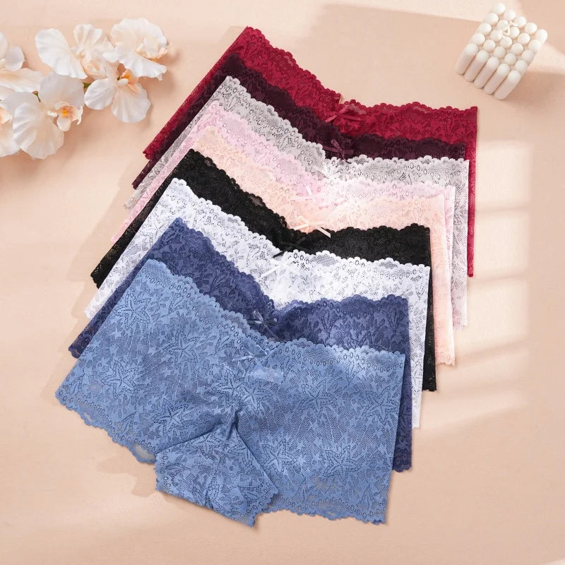 4Pcs Lace Sexy Lingerie Female Low-Waist Breathable Lingerie Hollow Out Comfortable Underpants Transparent Sexy Intimates S-XXL