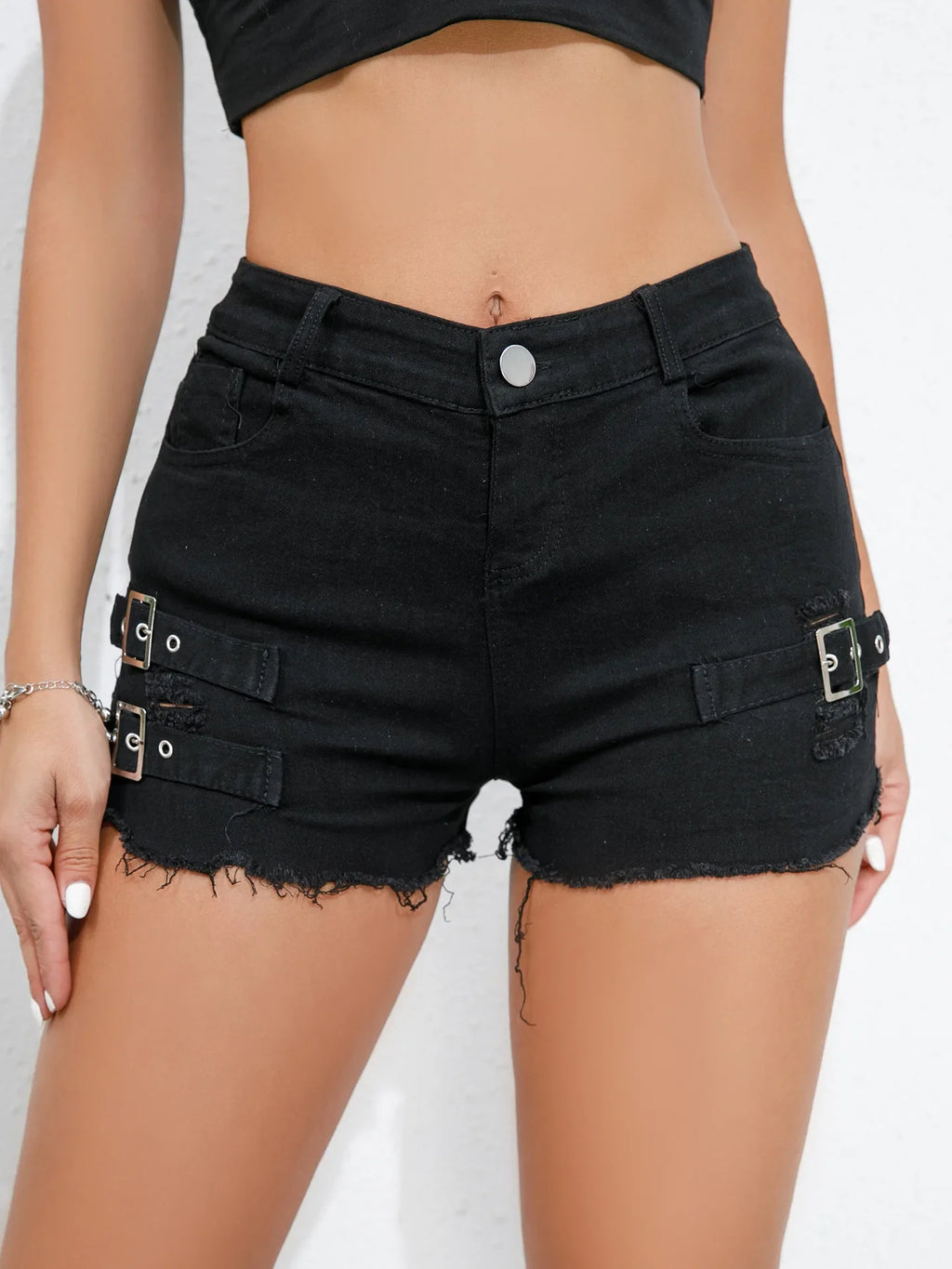 New High-Waisted Sexy Pants Denim Shorts Jeans  Solid Color Thin Charming Elegant Pure Desire Shorts For Woman Beautiful 5AML