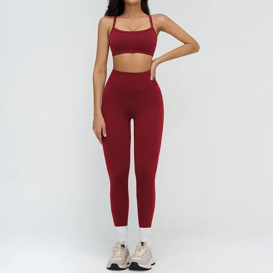 Yoga Clothes Set 2PCS Gym Crop Top Women Outfits Sports Bra High Waist Legging Fitness Suit Running Workout Tracksuit Sportswear