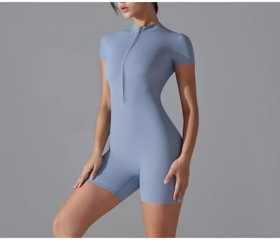 Yoga suit women jumpsuit One-Piece Suit short sleeved shorts Gym Push Up Workout Clothes Fitness Bodysuit Sportswear Tracksuit