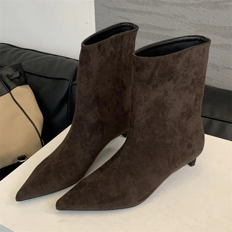 Eilyken Autumn Winter Pointed Toe Ankle  Boots Women Designer Vintage Thin Low Heel Shoes Modern SHort Botas Zapatos De Mujer