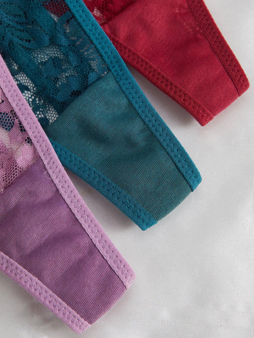 3-Pack Sexy Lace Women's Panties Adjustable Waistband Semi-Transparent Sexy Floral Lace Women's Sexy Lingerie Underwear