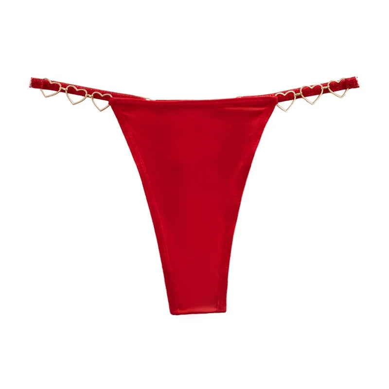 1pcs Women Sexy Thongs Low Rise Lady G-string Heart Decoration Erotic Intimate Lingerie T-Back New Fashion Cotton Crotch Panties