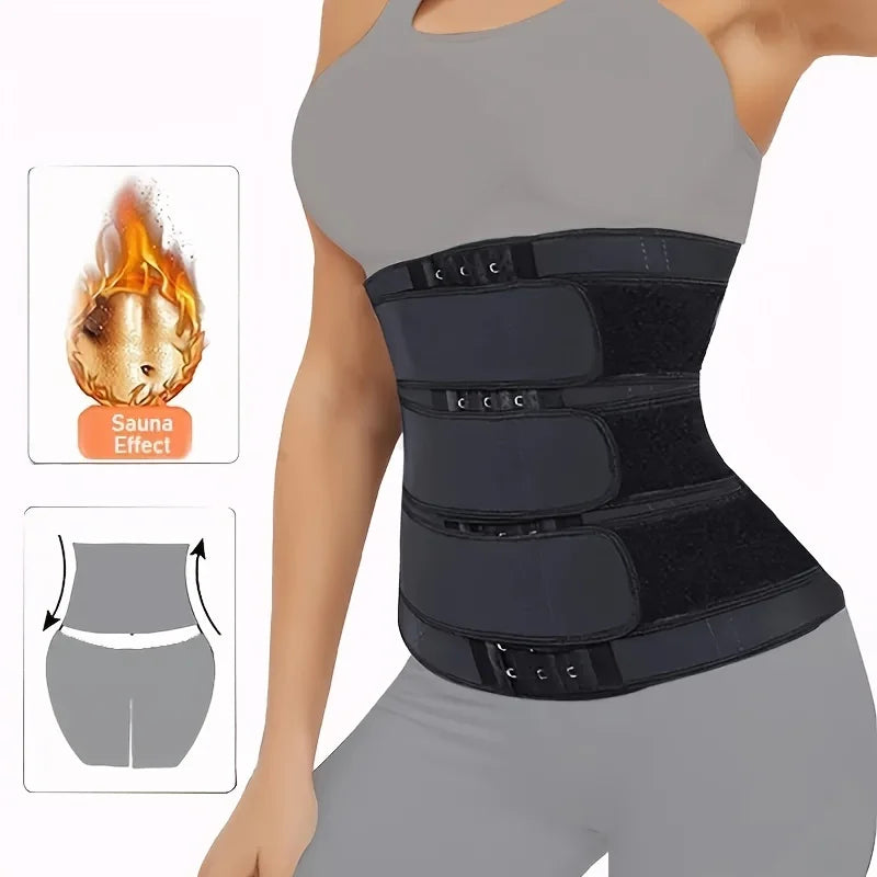 Women's Adjustable Breasted Tummy Control Waist belt Hook Workout Sweat Sauna Effect Body-shaped Fitness Sports Waist Trainer