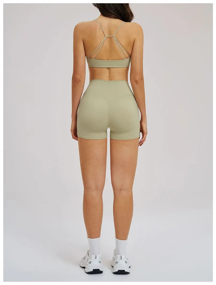 Women 2 Piece Gym Workout Set Female Bra Yoga Shorts Vest Fitness Wear Quick-Dry  Sports Bra Suits Sportswear Tracksuit Outfits