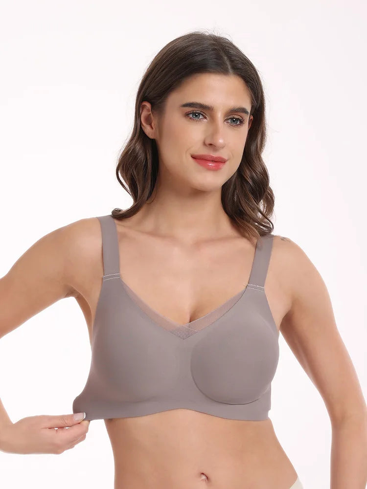 Women's Wire-Free Seamless Bra Full Cup Thin Molded Cup Beautiful and Comfortable Underwear Plus Up