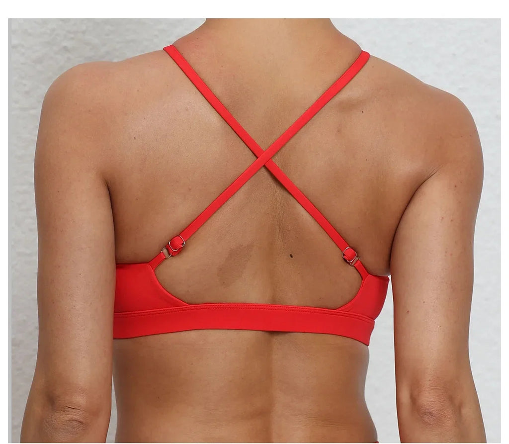 Women's Running Sports Bra Cross-Back Fast-Drying Breathable Seamless Yoga Tank Top