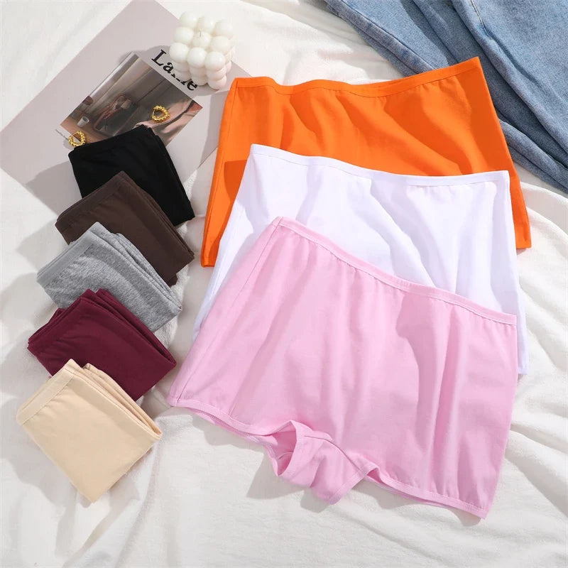 5Pcs Women's Cotton Underwear Boxers Seamless Sports Panties Female Solid Color Briefs Cozy Lingerie Intimate Underpants XS-XL