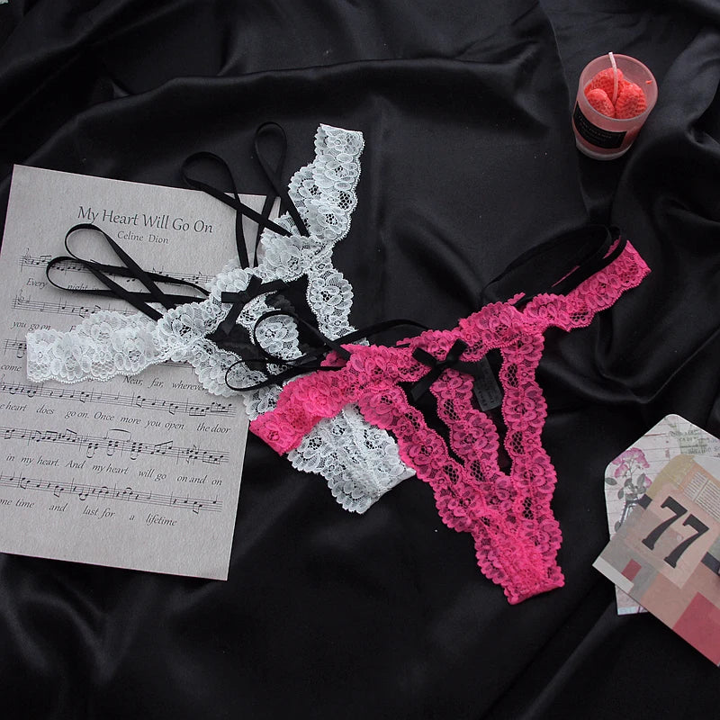 Lace G string Sexy Briefs Panties Women Underwear Hollow Out Thong High Quality Transparent Underpants Lingerie Girls Intimates