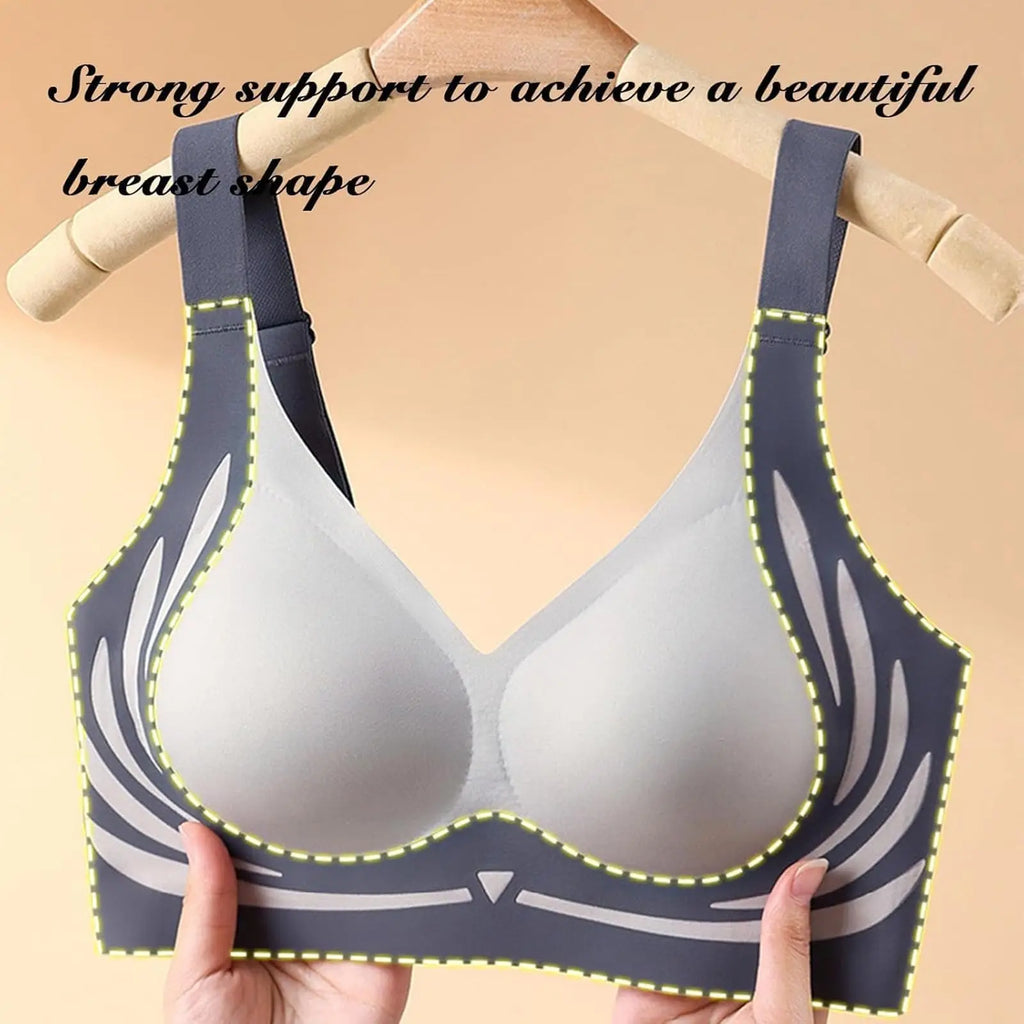 Push-Up Bra Women Seamless Ladies Underwear V-neck No Steel Ring Adjustable Comfortable Thin Top Bra Breathable Gathered