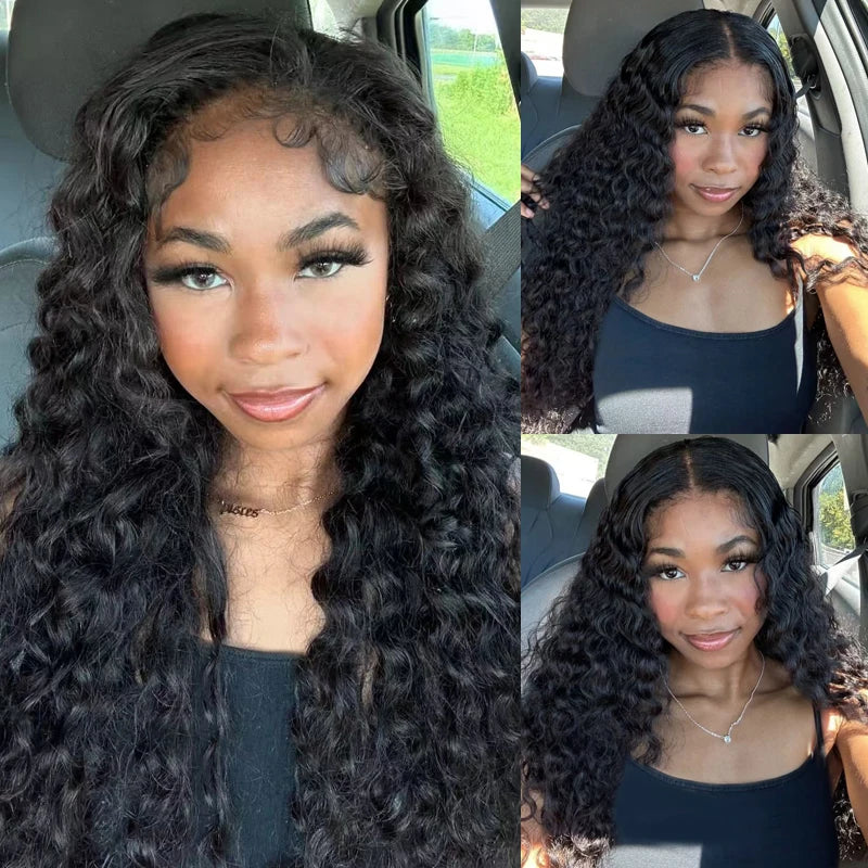 40 42 Inch Deep Wave Lace Front Wig Human Hair 100% Human Hair Deep Curly Frontal Wig Pre Plucked with Baby Hair for Women