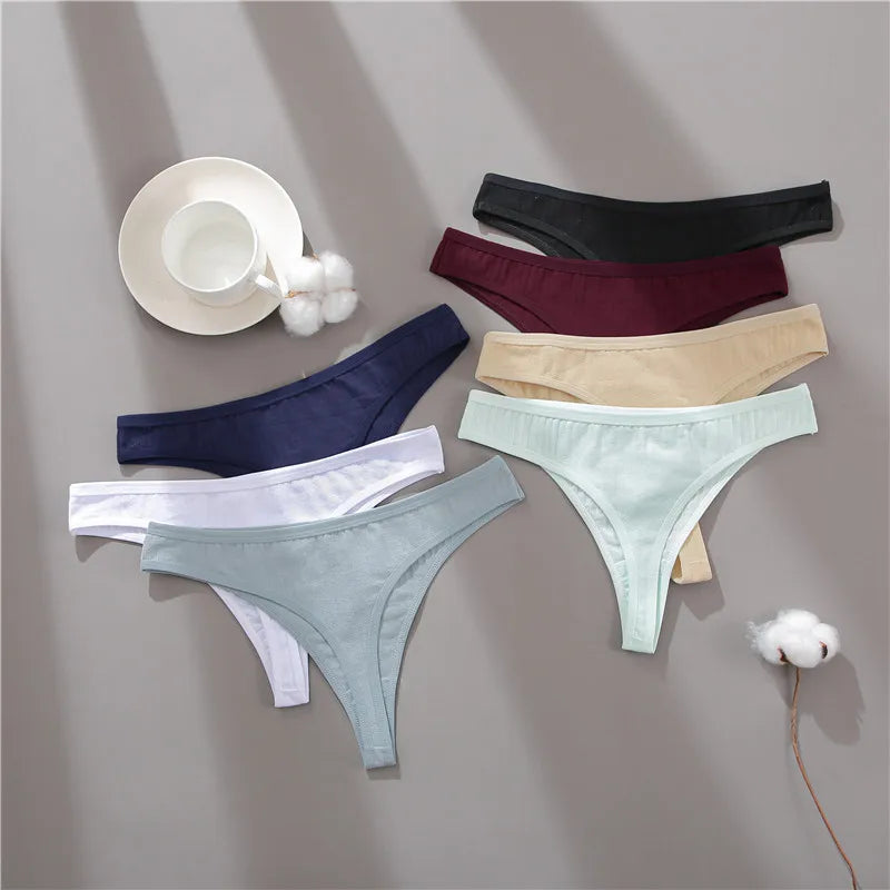 Women Cotton Thongs Panties Sexy Low Waist T-Back G-string Underpants Thongs Girls S-XL Intimates Lingerie Breathable Bikini New