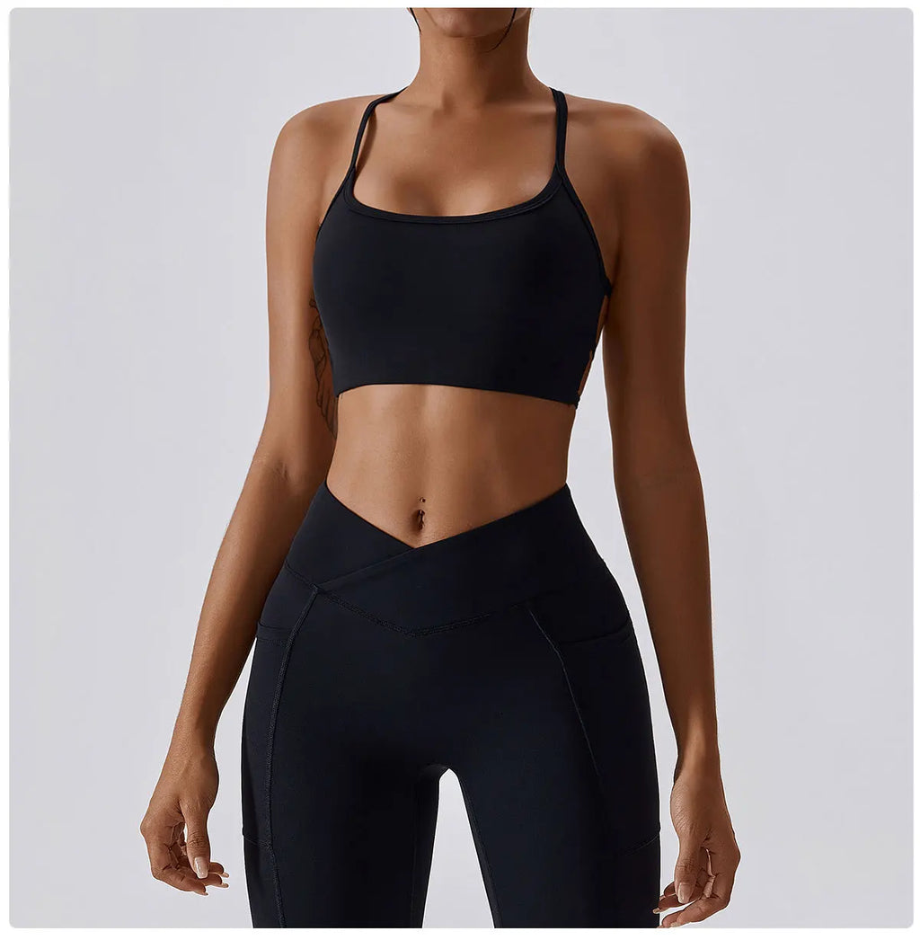 Sexy Cross Sports Bra Gym Top Women Training Running Yoga Bra Stretch Women Sports Underwear Fitness Workout Women Tank Tops
