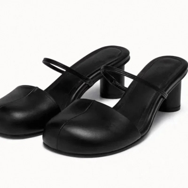 Summer Cover Toe Women Mules Slippers Elegant Slip On Singbacks Slides Ladies Outdoor Street Style Sandalias