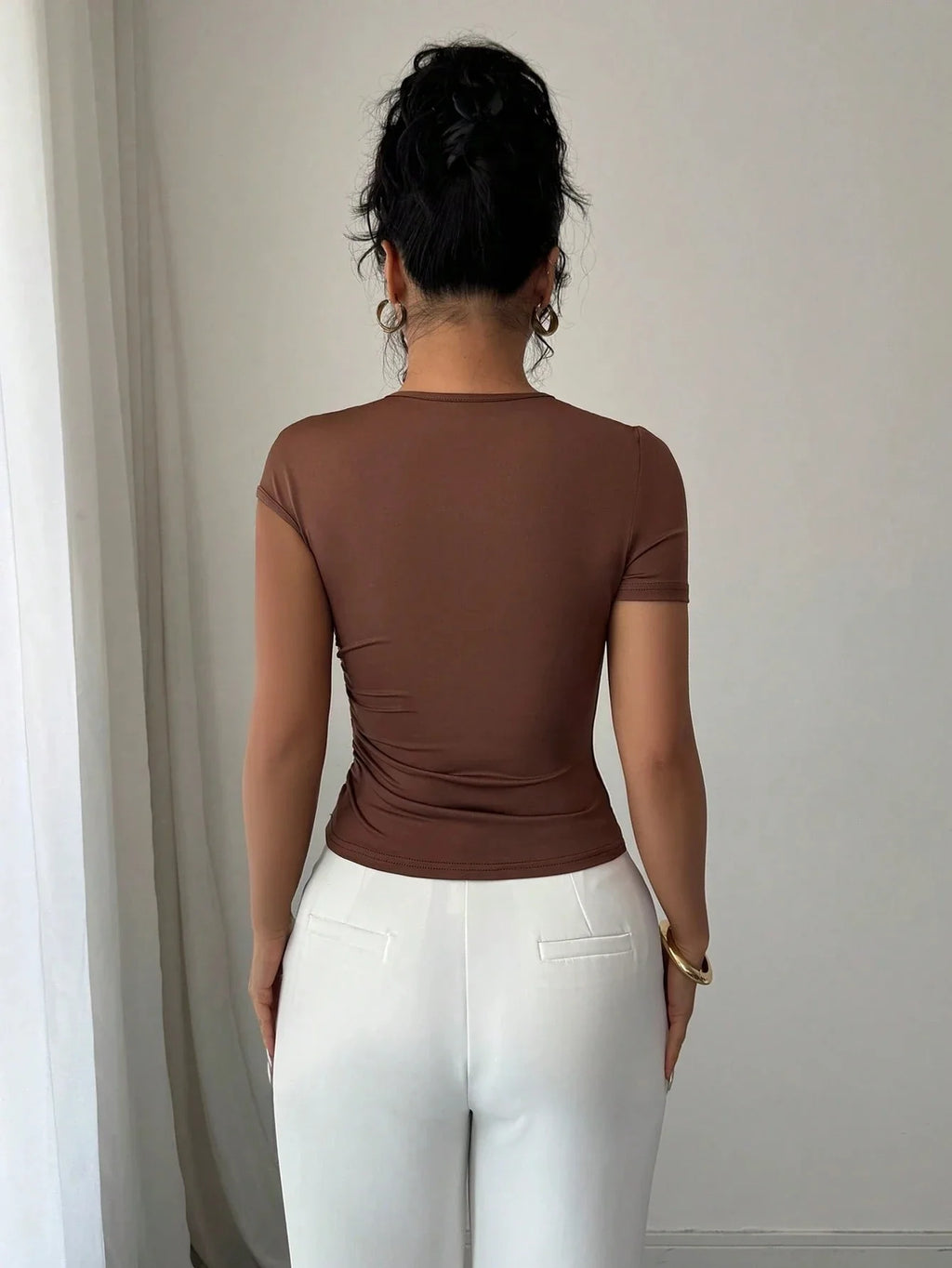 Women's Spring/Summer Trendy Sleeveless Asymmetrical Neckline Metal Decoration One-Piece Minimalist Slim Fit Casual Vest