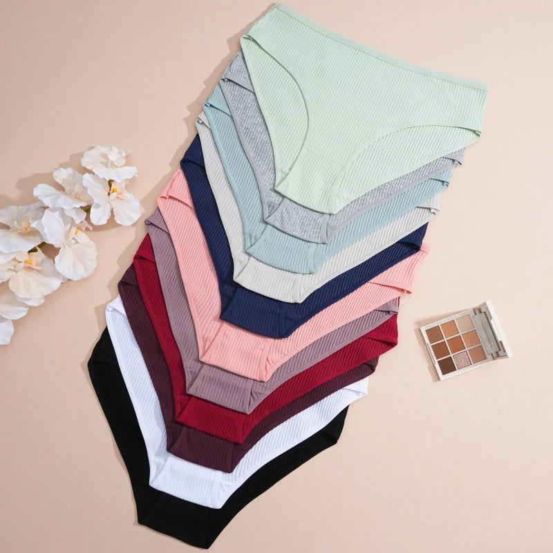3Pcs/Set Women's Seamless Cotton Briefs Women Panties Solid Color Breathable Underwear Female Low Waist Soft Lingerie S-XXL