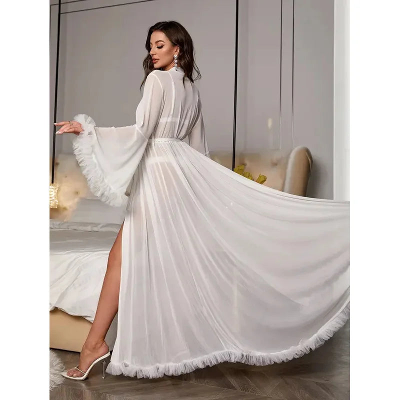 Sexy See-through Lace Sleepwear 2026 New Style Leisure Home Sleep Robe Use Comfortable Polyester Fabric Four Seasons universal