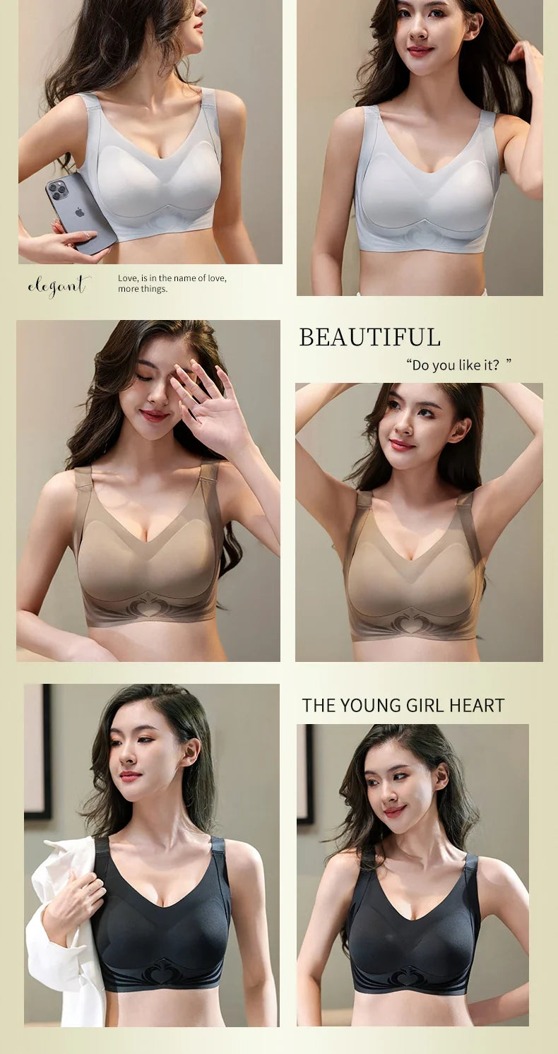 Sexy Lifting Seamless Underwear Women's Small Breasts Gathering No Steel Ring Bh Upper Holder Breast Adjustable Ladies Bra M-6XL