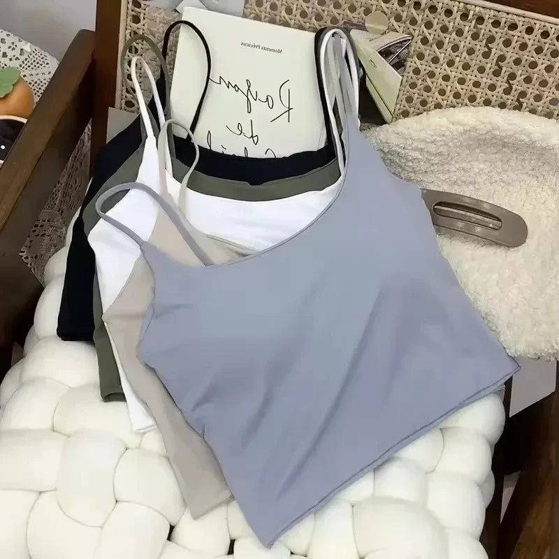 Summer Bra Top Sexy Women Ice Silk Crop Top Seamless Tube Tops Camisole Underwear Korean Fashion Solid Padded Bralette Vest