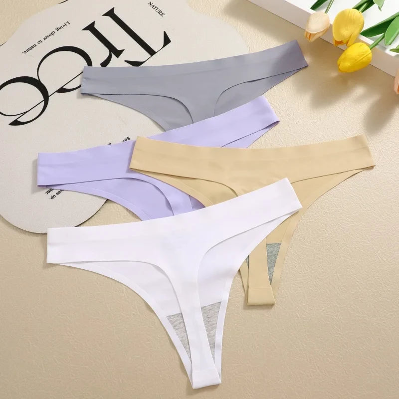 5Pcs/Set Seamless Ultra-thin panties Maillard Panties Women Ice Silk Underwear Sexy Panty Low Waist G-string Female Solid Panty