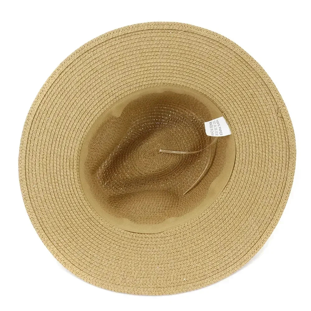 New Big Size 59-60CM Panama Hat Summer Sun Hats for Women Man Outdoor Beach Straw UV Protection Cap Chapeau Jazz Trilby Cap