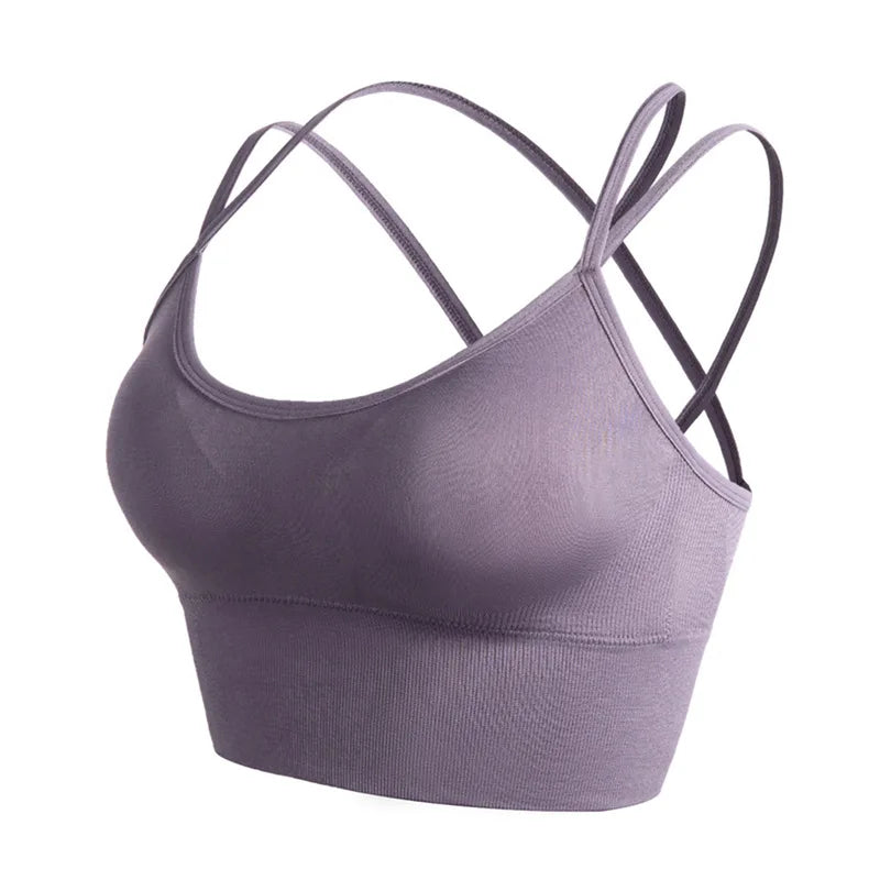 women yoga wireless cross back sports bra quick dry shock proof fitness push up yoga running bra active sportswear vest tops