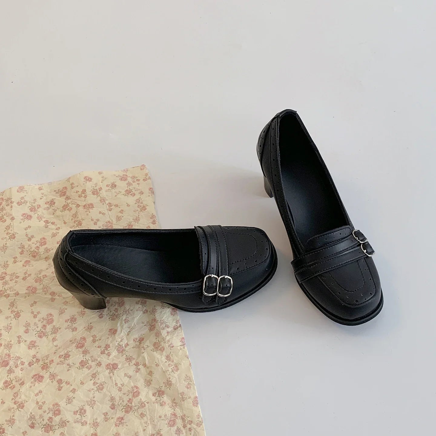 Vintage Thick Heel Women Mary Jane Shoes Ladies Concise Slip On Pumps Spring Autumn Women's Party Dress Shoes
