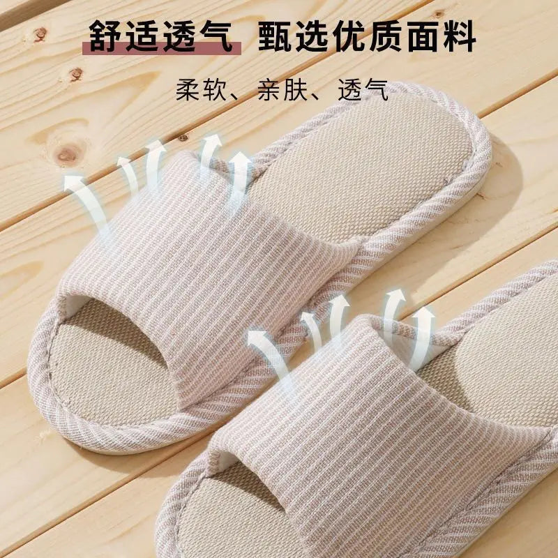 Four Season Linen Home Slippers Women Indoor Bedroom Women House Slides Autumn Unisex Lovers Shoes Adults Outdoor Casual Sandals