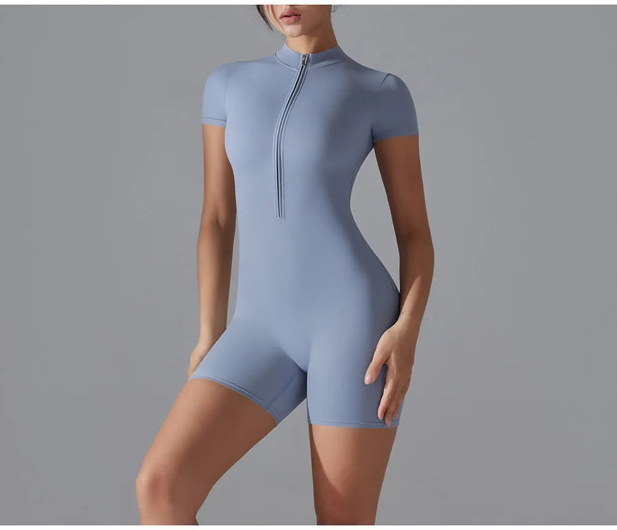 Yoga suit women jumpsuit One-Piece Suit short sleeved shorts Gym Push Up Workout Clothes Fitness Bodysuit Sportswear Tracksuit