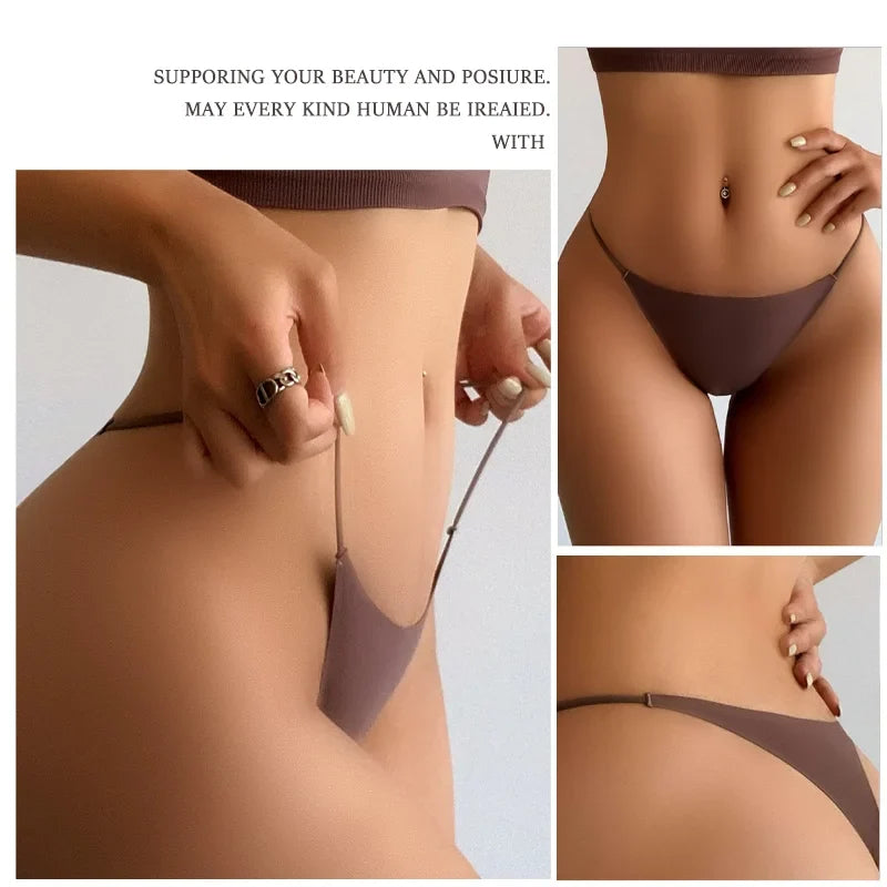 8Pcs/Set Seamless Thong Women Invisible Thin Strap Low Waist High Stretch Flexibility Panties Sexy Underwear Briefs T-back