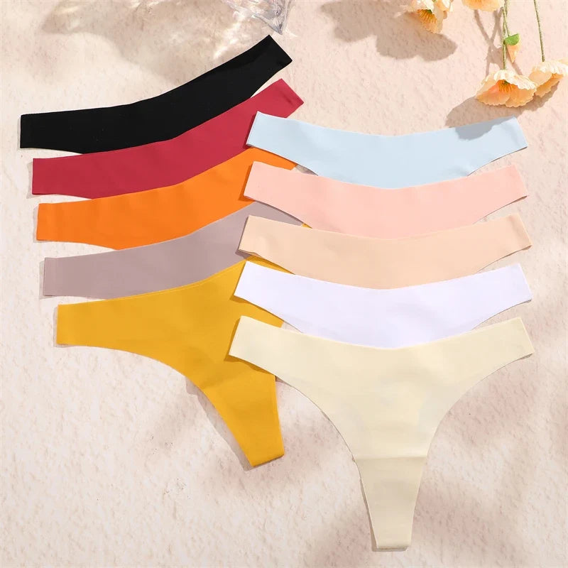 10PCS/Set Seamless Ice Silk Panties Women V-Waist Underwear Sexy Sports Briefs Panties Female Soft Ultra-thin Lingerie G-string