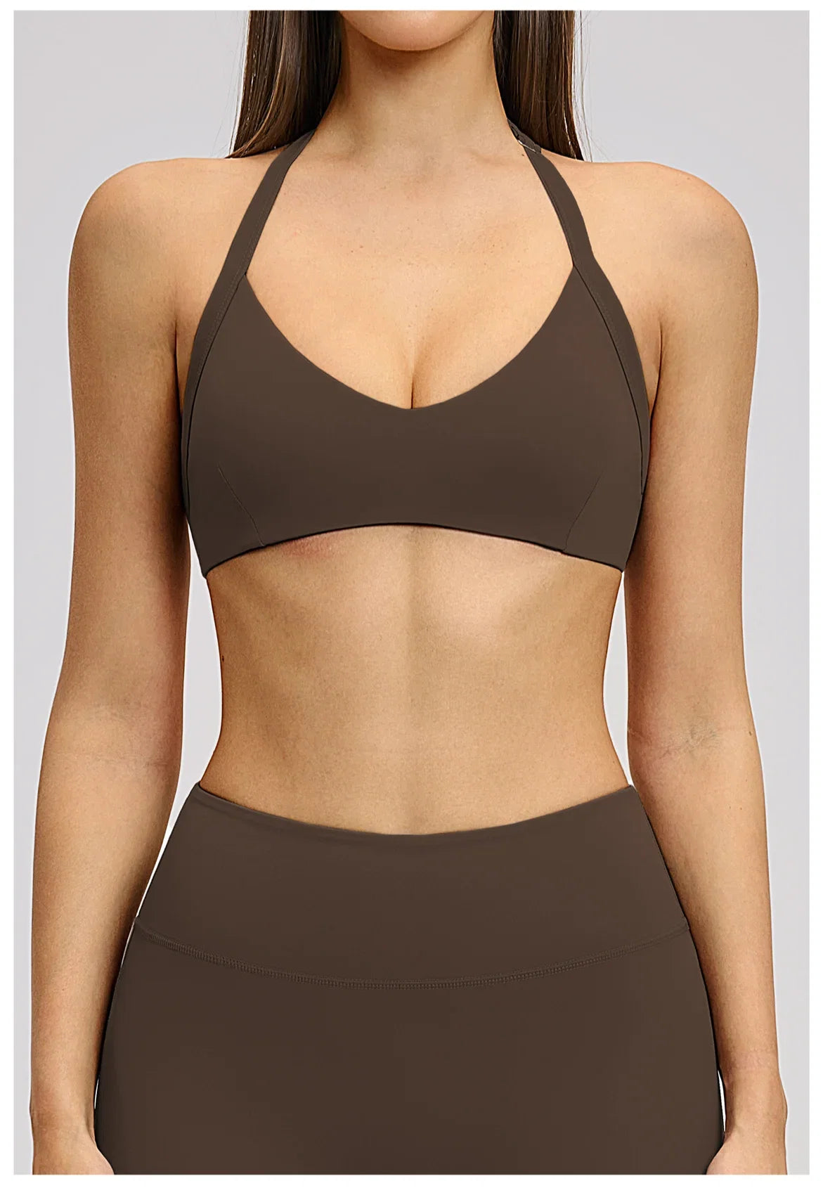 Summer Sports Bra Women Seamless Halter Top Fitness Bra High Support Push-up Open Back Gym wear Running Yoga Workout Underwear