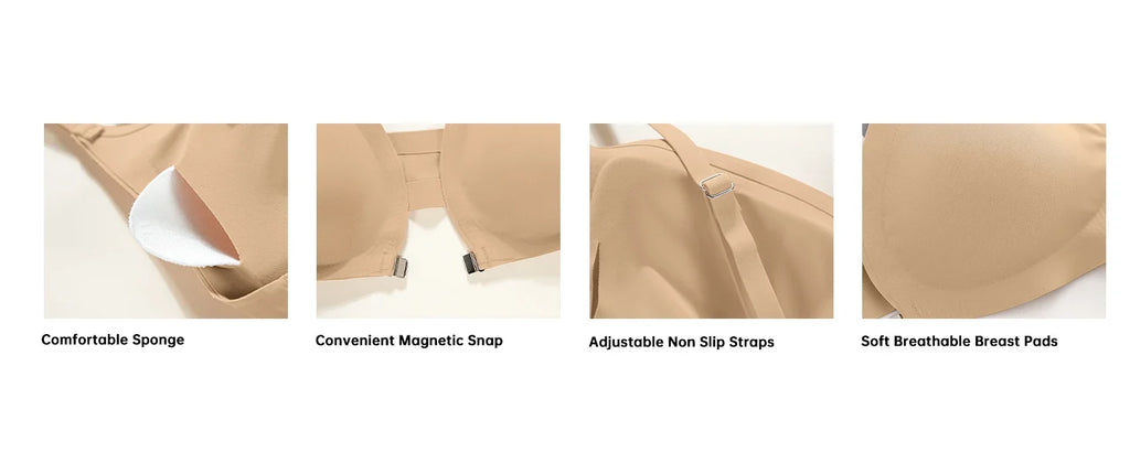 7 Pack Of Color Women's Front Closure Bras Seamless Push-Up Wireless Bras with Removable Padding Basic Everyday T-Shirt lingerie