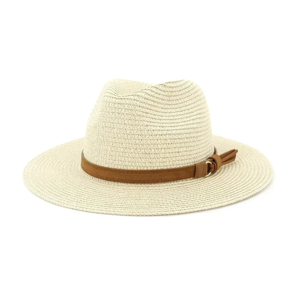 New Big Size 59-60CM Panama Hat Summer Sun Hats for Women Man Outdoor Beach Straw UV Protection Cap Chapeau Jazz Trilby Cap