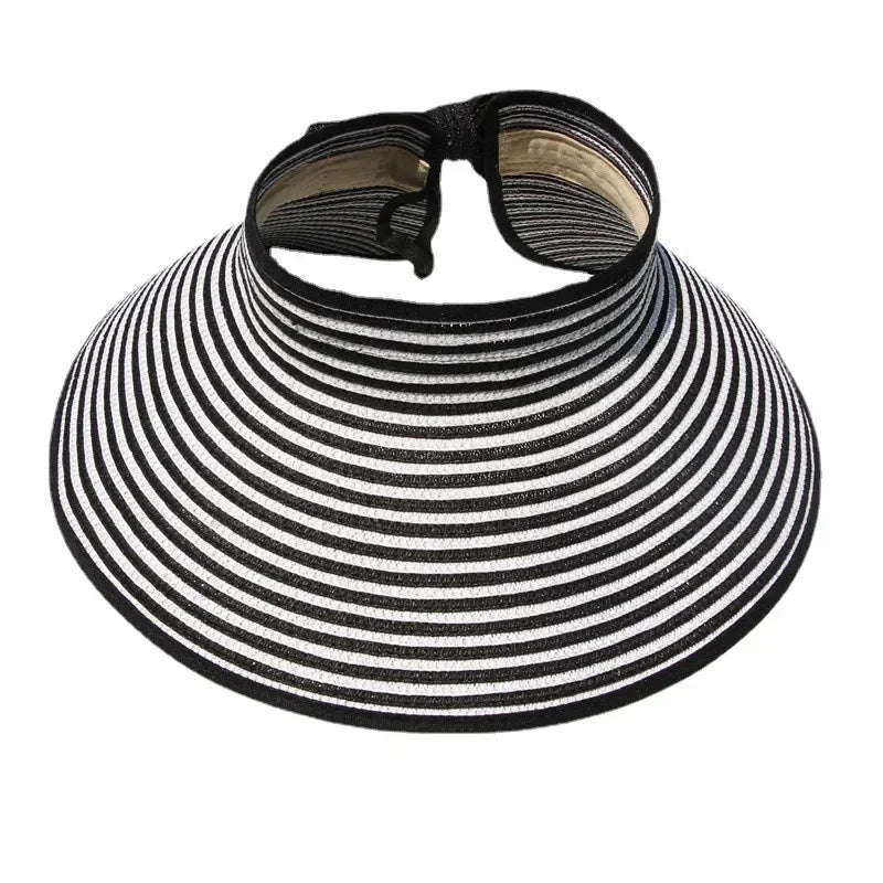Women's Summer Hat Large Brim Foldable Breathable Empty Top Sun Hat Beach Accessories Outdoor Casual Sunshade Sunhat Visor New