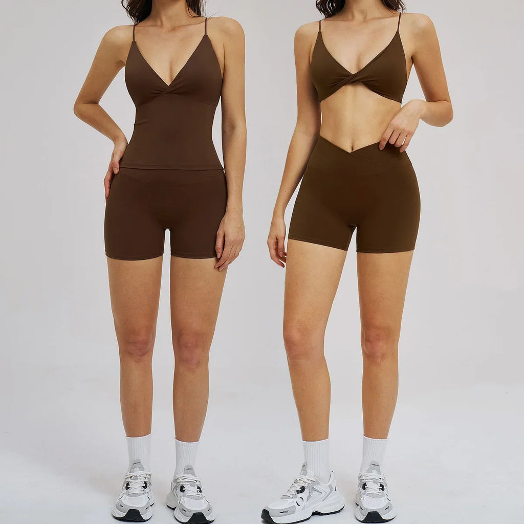 Women 2 Piece Gym Workout Set Female Bra Yoga Shorts Vest Fitness Wear Quick-Dry  Sports Bra Suits Sportswear Tracksuit Outfits