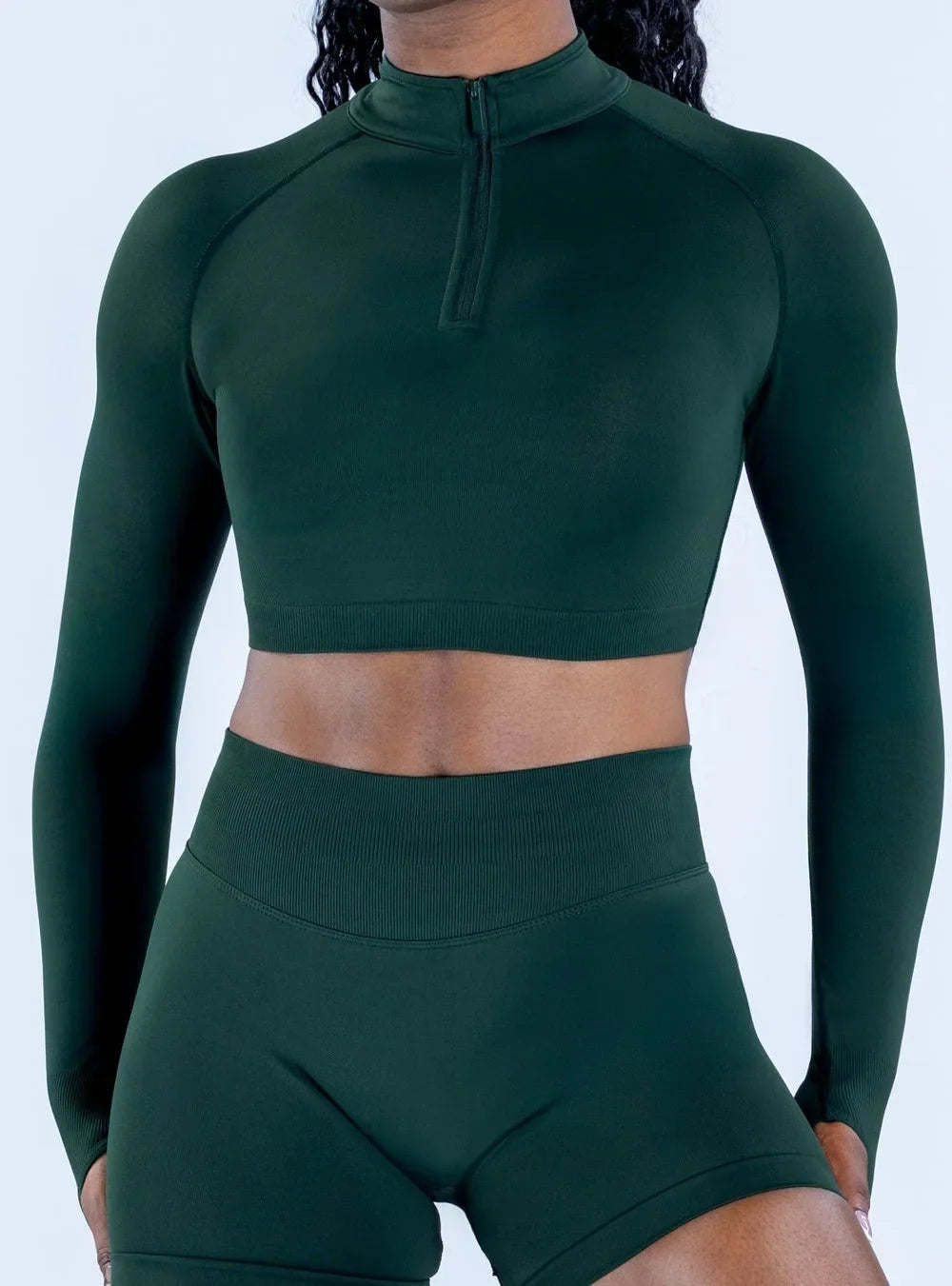 NCLAGEN Impact Crop Zippy Fitness Top Long Women Sleeve GYM Clothes Seamless Running Workout Quick Dry Pilates Sports Yoga Shirt