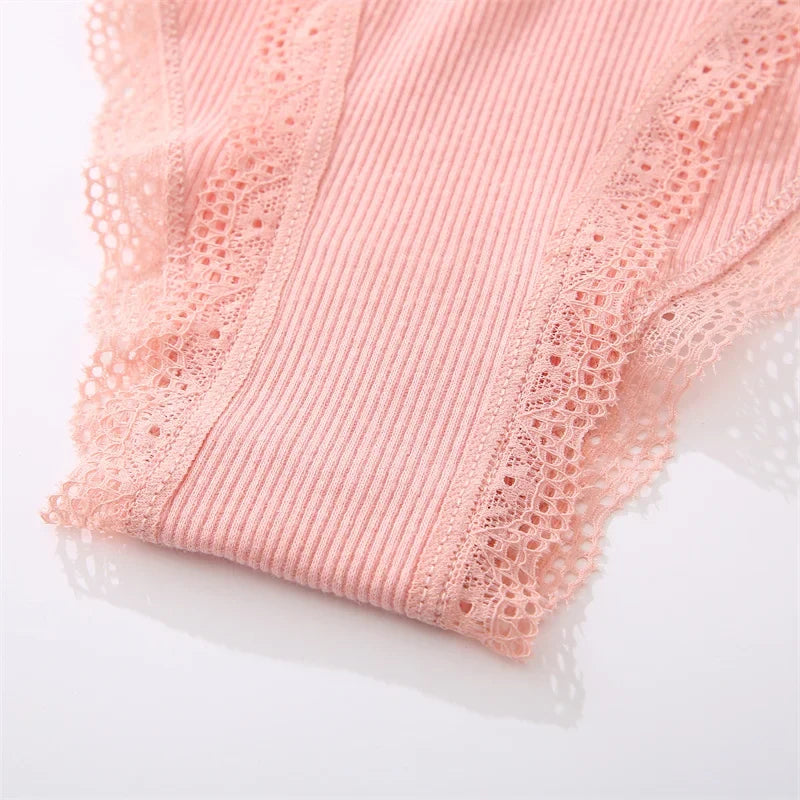 Women‘s Cotton Panties Low Waist Lace Briefs M-XL Comfortable Underwear Ladies Solid Color Underpants Girls Breathable Panty New