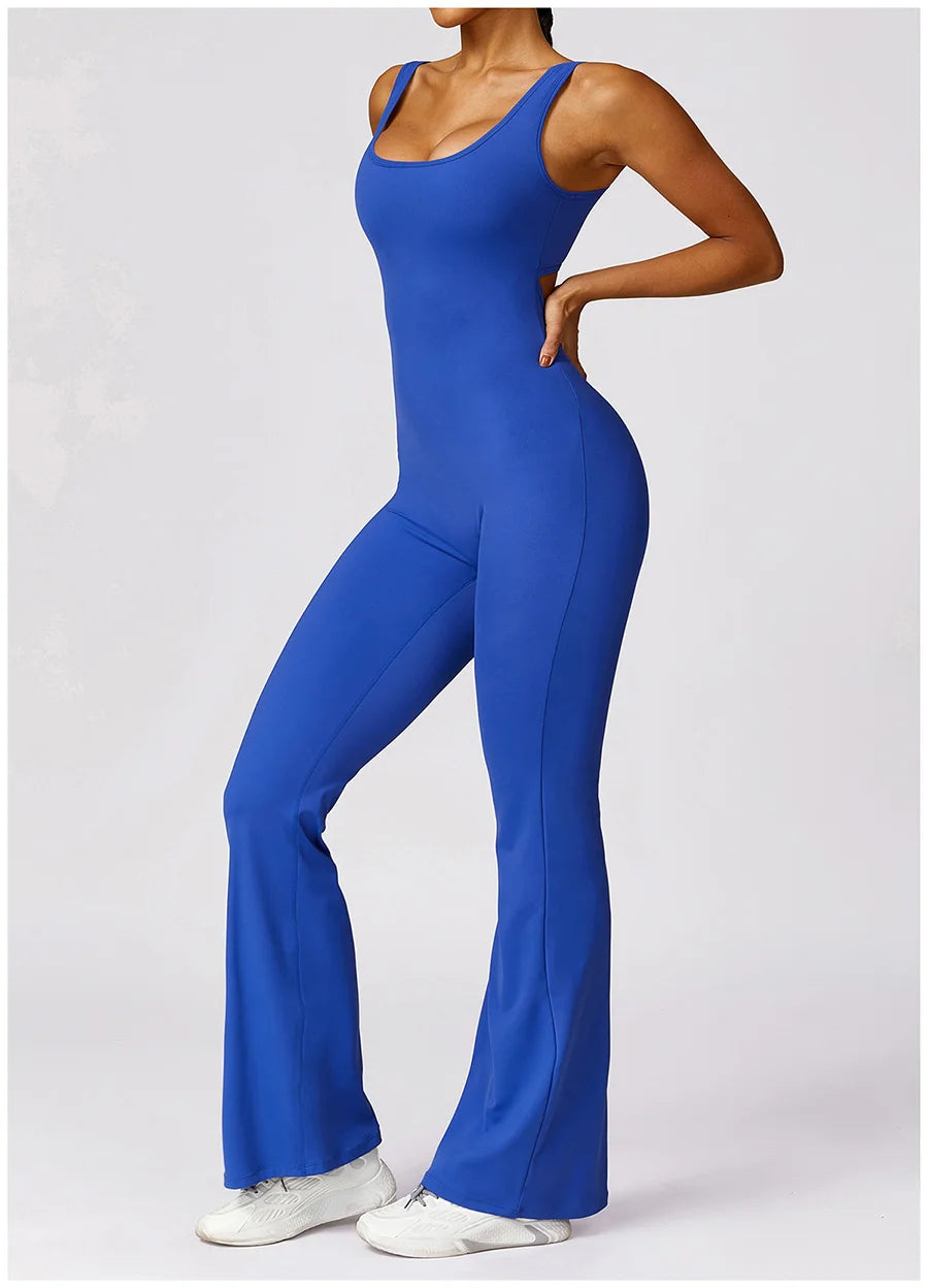 Women Sexy Back V Jumpsuit Gym Set Training Yoga Suit Sportswear Sports Jumpsuit Fitness Rompers Stretch Workout Bodysuits 8260